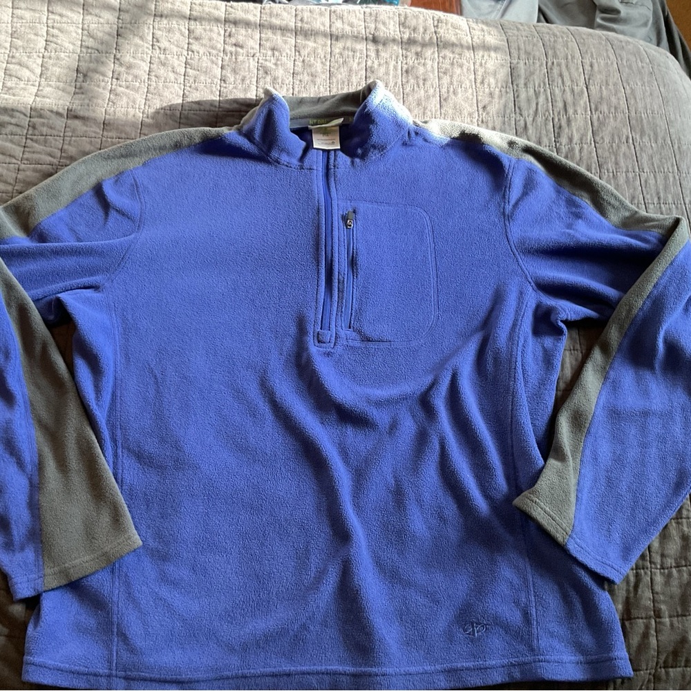 NordicTrack NT Dri Mens Large Blue Grey‎ Fleece Quarter Zip Pullover Jacket L